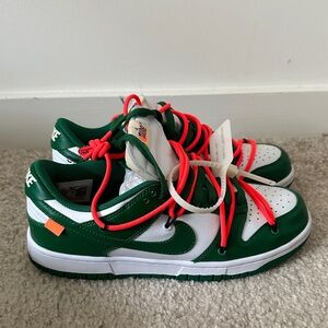 Nike Green and White Sneakers with Red Laces